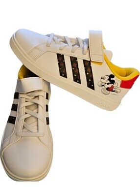 Adidas x Disney Grand Court Mickey EL K White Kids Size 3 HP7760​D NEW IN BOX